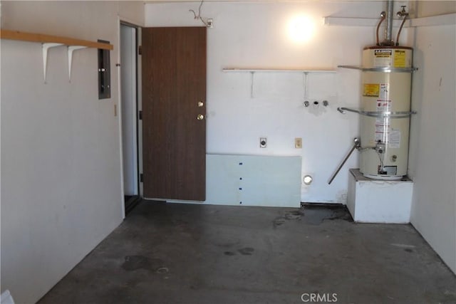 garage featuring water heater