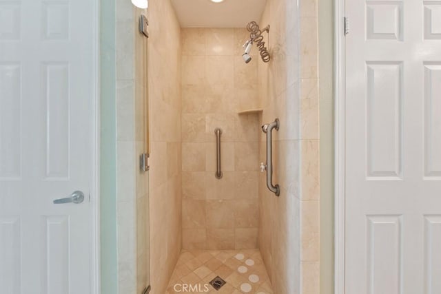 bathroom featuring a shower stall