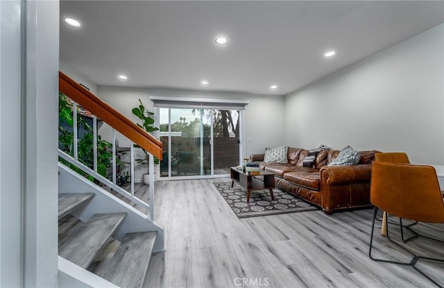 living room featuring light wood-type flooring