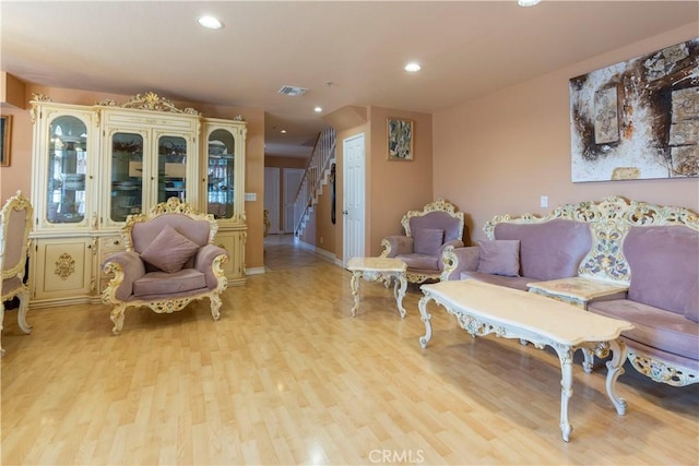 living room featuring light wood-type flooring