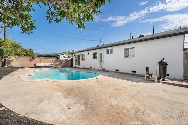 view of pool with a patio, a fenced backyard, and a fenced in pool