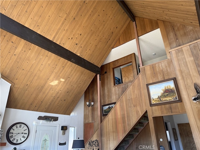 1239 Yosemite Dr, Lake Arrowhead, CA 92352 - detailed view of wooden ceiling with exposed beams