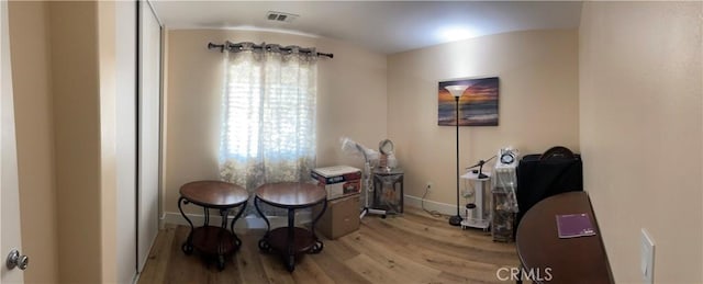 dining area with light hardwood / wood-style flooring