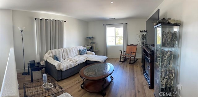 living room featuring light hardwood / wood-style flooring