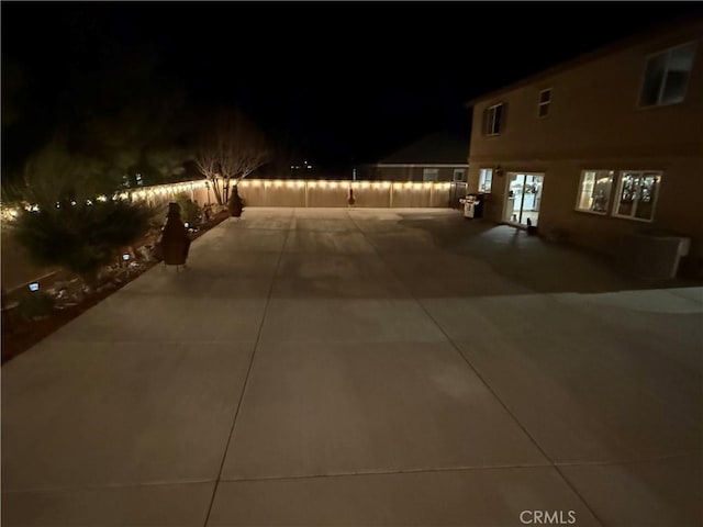 view of patio at night