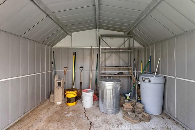 storage area featuring water heater