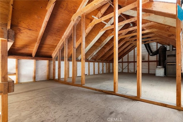 view of unfinished attic