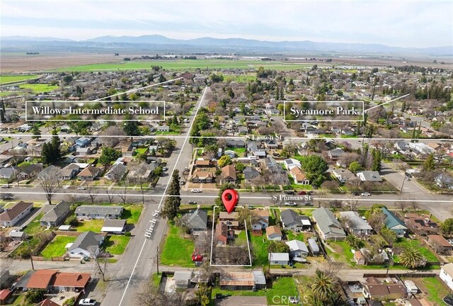 aerial view with a residential view and a mountain view