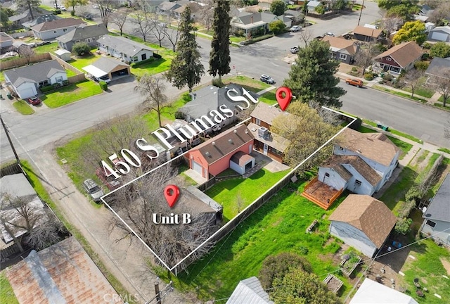 aerial view with a residential view