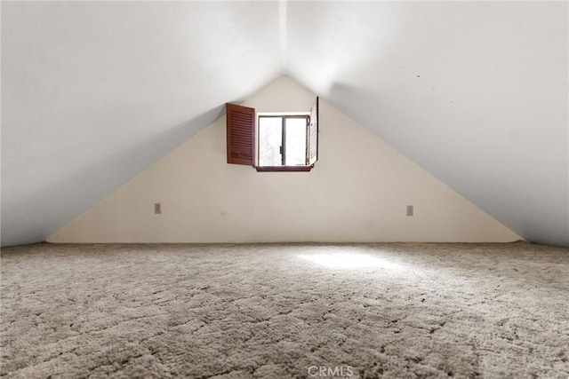 additional living space with carpet and vaulted ceiling