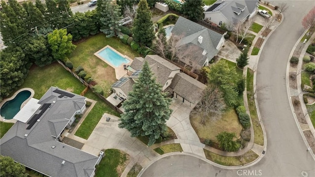 aerial view with a residential view