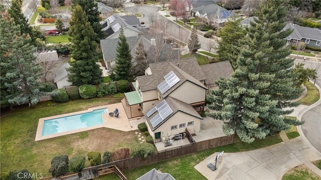 bird's eye view with a residential view