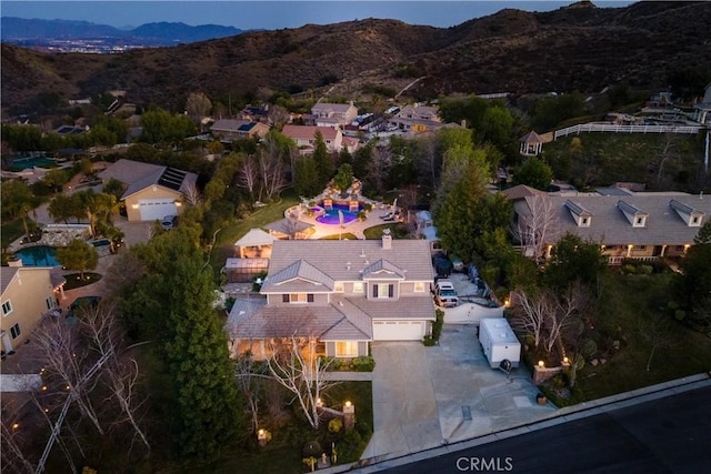 aerial view featuring a mountain view