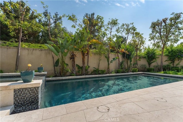 view of pool with a patio area, a fenced backyard, and a fenced in pool