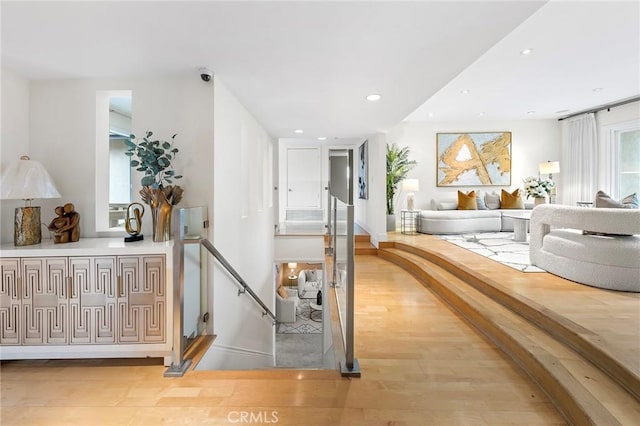 bedroom with light hardwood / wood-style floors