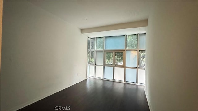 unfurnished room with baseboards and wood finished floors