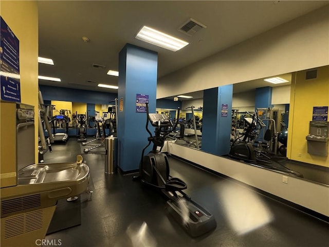 workout area with visible vents