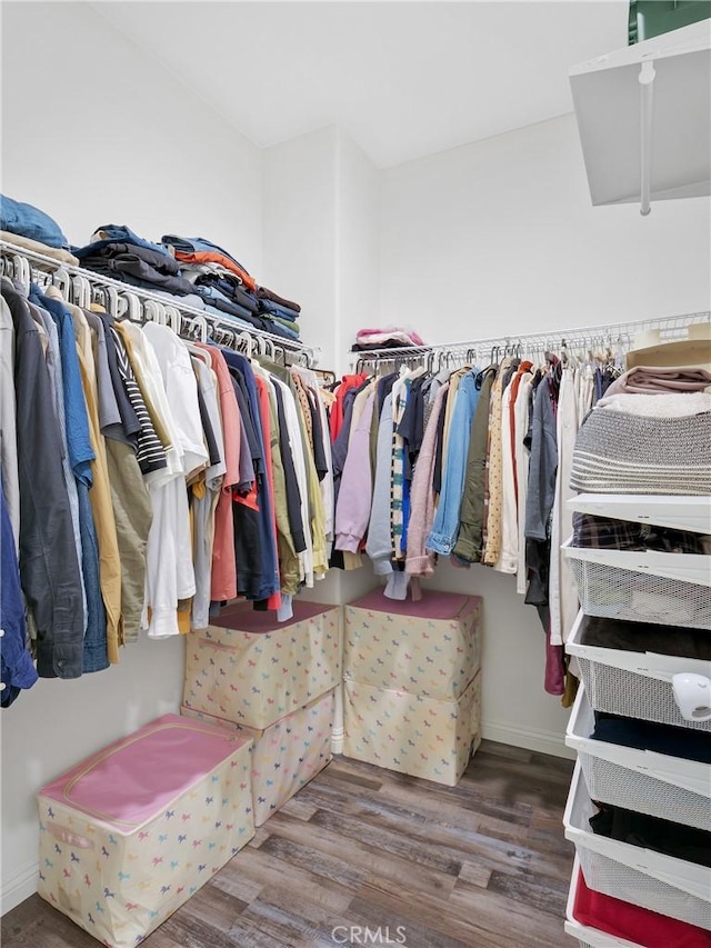 spacious closet with wood finished floors