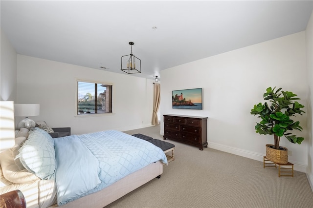 43840 E Vallejo Ave, Temecula, CA 92592 - carpeted bedroom featuring a chandelier and baseboards