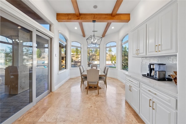 43840 E Vallejo Ave, Temecula, CA 92592 - sunroom / solarium with beamed ceiling and a chandelier