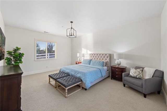 43840 E Vallejo Ave, Temecula, CA 92592 - bedroom featuring light carpet and a chandelier