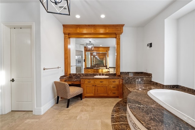 43840 E Vallejo Ave, Temecula, CA 92592 - full bath with vanity, recessed lighting, and a bath