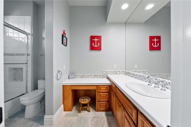 43840 E Vallejo Ave, Temecula, CA 92592 - full bathroom featuring vanity, shower / bath combination with glass door, and recessed lighting