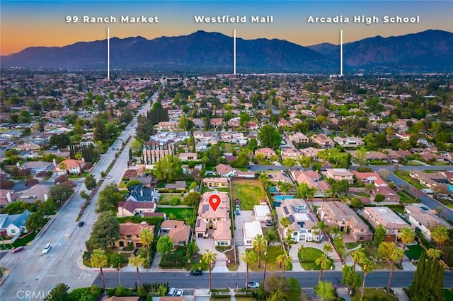 627 W Palm Dr, Arcadia, CA 91007 - aerial view of residential area featuring a mountainous background
