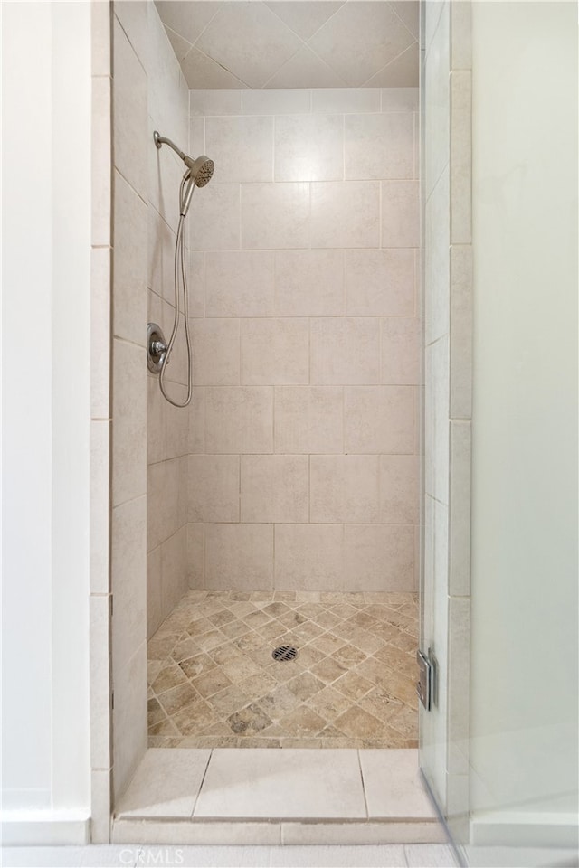 bathroom with a shower stall