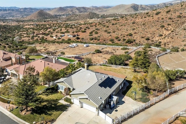 drone / aerial view featuring a mountain view