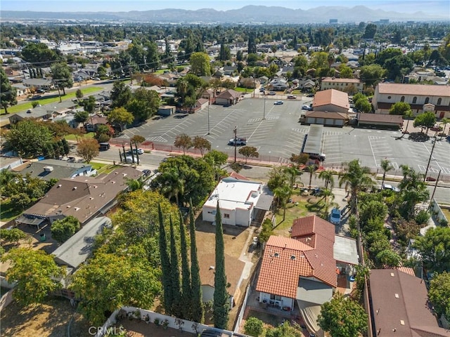 bird's eye view featuring a mountain view and a residential view