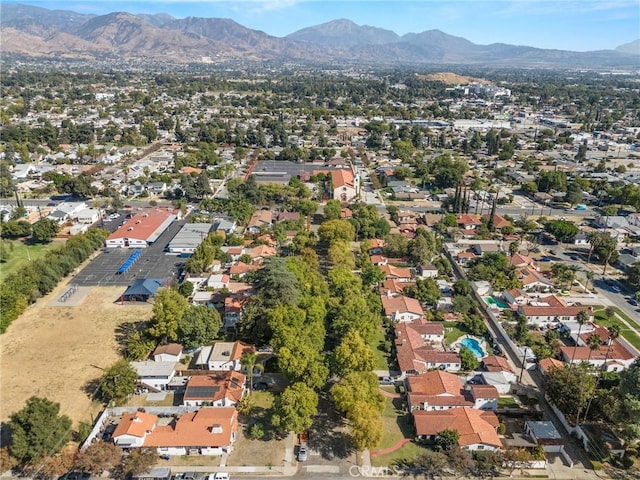 aerial view featuring a residential view and a mountain view