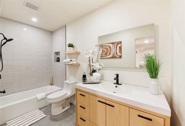 1745 Camino Palmero St Unit 537, Los Angeles, CA 90046 - full bath with vanity, toilet, tile patterned floors, and shower / bath combination
