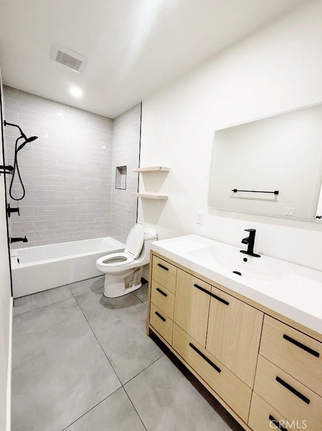 1745 Camino Palmero St Unit 537, Los Angeles, CA 90046 - full bathroom with vanity, toilet, tile patterned flooring, and shower / bath combination