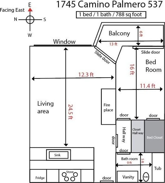 1745 Camino Palmero St Unit 537, Los Angeles, CA 90046 - room layout