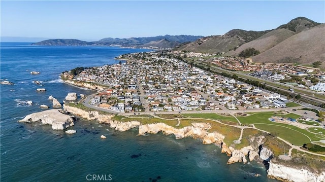 aerial view with a water and mountain view