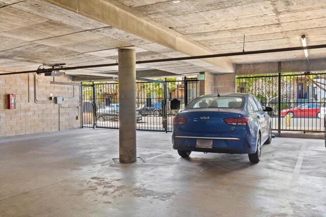 parking garage with fence and a gate