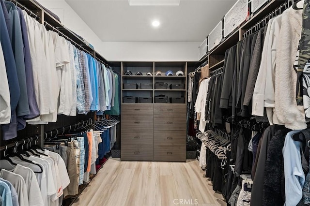 spacious closet with light wood-style floors