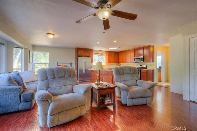 living area featuring wood finished floors