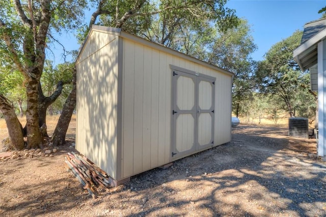 view of shed featuring cooling unit