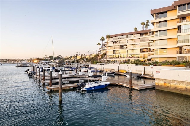 dock area featuring a water view