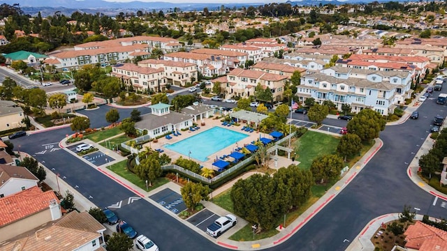 aerial view with a residential view