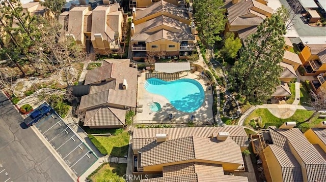 bird's eye view with a residential view