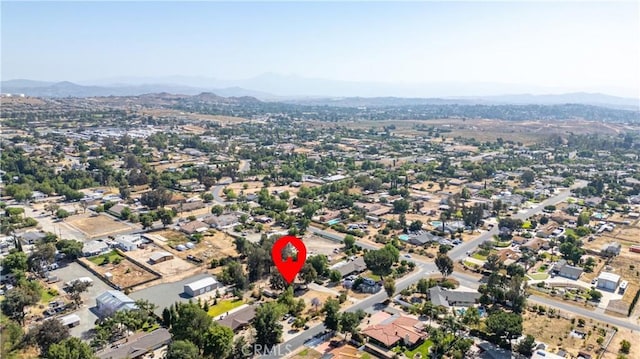 bird's eye view featuring a residential view and a mountain view