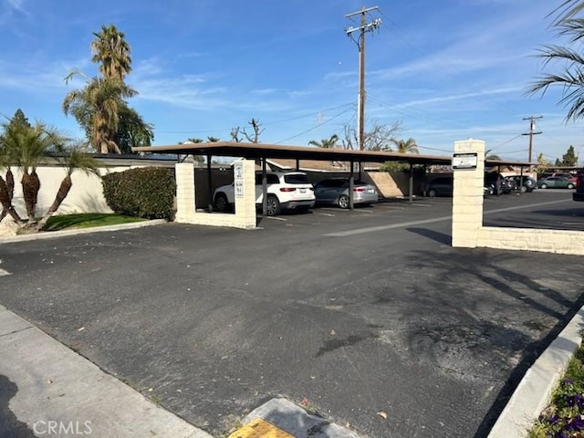 view of covered parking lot