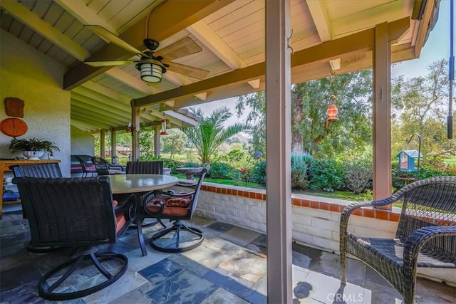 712 Via Zapata, Riverside, CA 92507 - view of patio / terrace with outdoor dining area and a ceiling fan