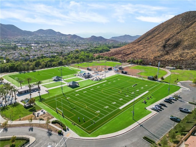 drone / aerial view with a mountain view