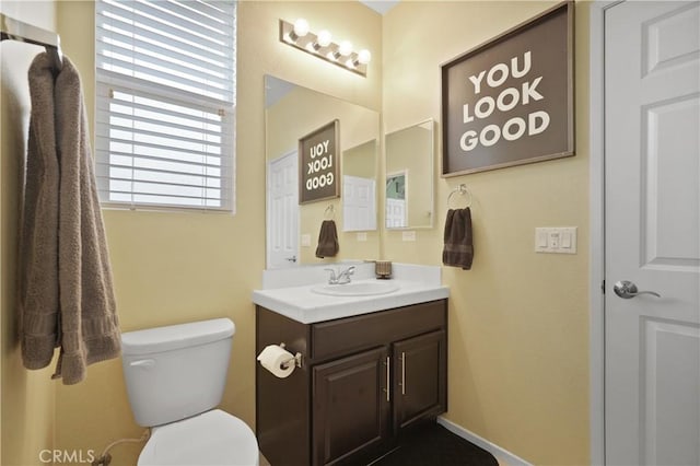 bathroom with toilet and vanity