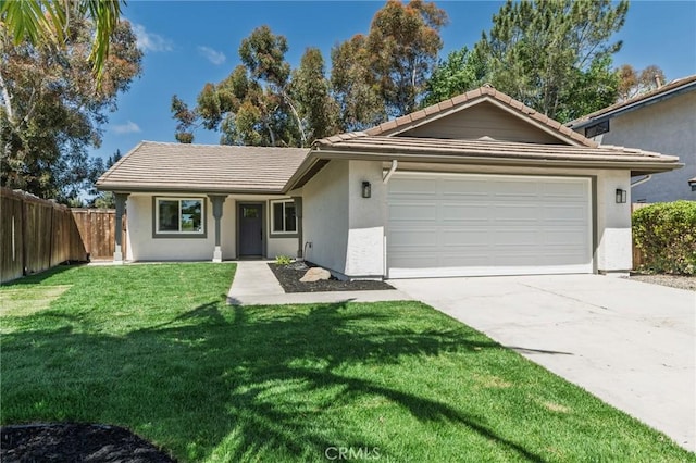 7969 Calle Madrid, Carlsbad, CA 92009 - single story home with a tiled roof, concrete driveway, an attached garage, and stucco siding