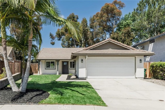 7969 Calle Madrid, Carlsbad, CA 92009 - ranch-style home featuring a tiled roof, driveway, an attached garage, and stucco siding